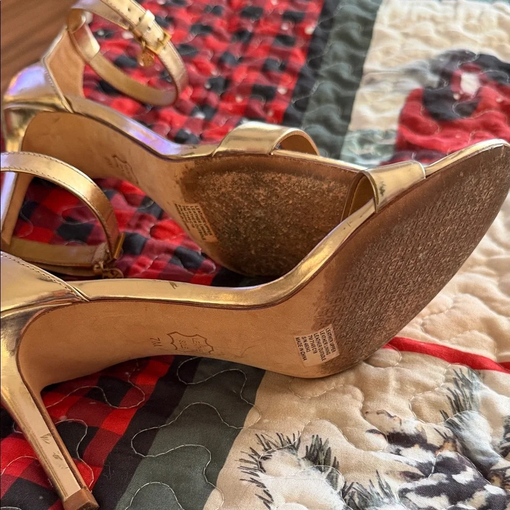Tory Burch Metallic Gold Ankle-Strap Stiletto Heels
